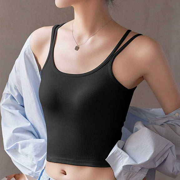 Xixinqiwan Summer Tank Top for Women,Women's Camisole with Built in Bras Spaghetti Straps Lightweight Breathable Sleeveless Tank Top Casual Wear