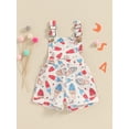 thumbnail image 2 of Toddler Kids Girls Summer Independence Day Overalls Jumpsuit 6 12 18 24 Months 2T 3T 4T 5T 6T Sleeveless Ice Cream/Firework Print Suspender Shorts, 2 of 9