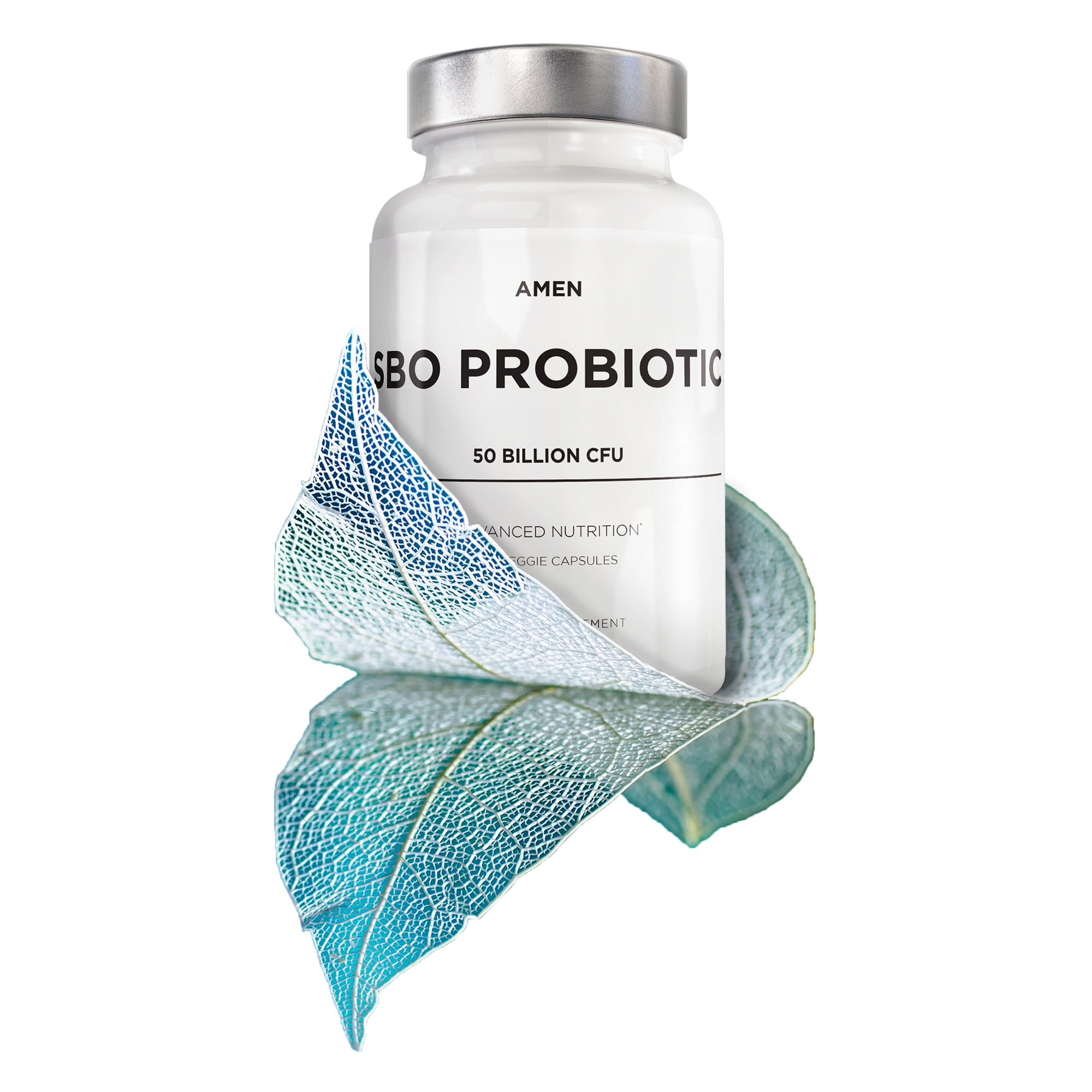 Amen SBO Probiotic, 50 Billion CFUs, Organic Prebiotics, Shelf Stable, Vegan & Non-GMO, 60 ct