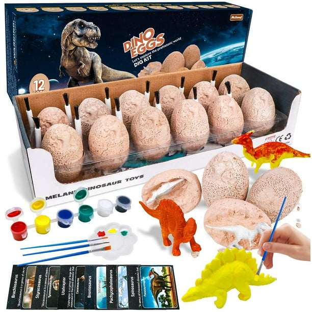 Ottoy Dino Eggs Dig Kit - Dinosaur Painting Kit - Dinosaur Excavation Kit  Break Open 12 Dinosaur Fossil Eggs - Archaeology Science Craft Toy Gifts  for 