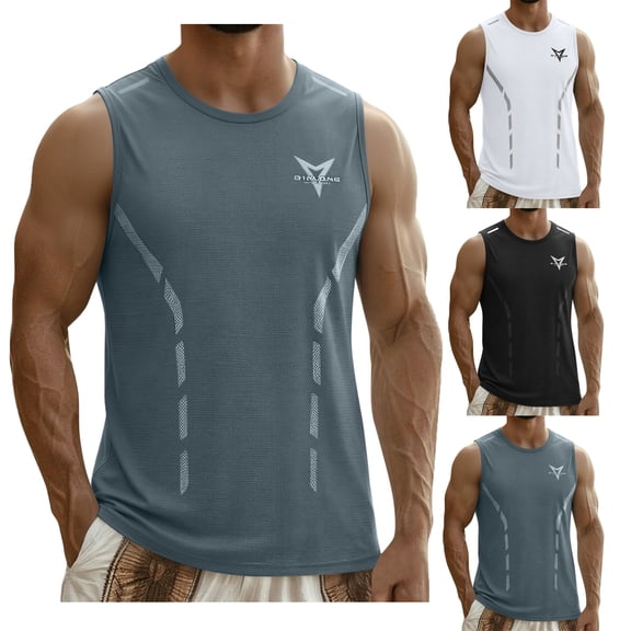 Men's Quick Dry Breathable Tees Sleeveless Thick Strap Summer Tank Tops Comfy Training Quick Dry Undershirts 4XL