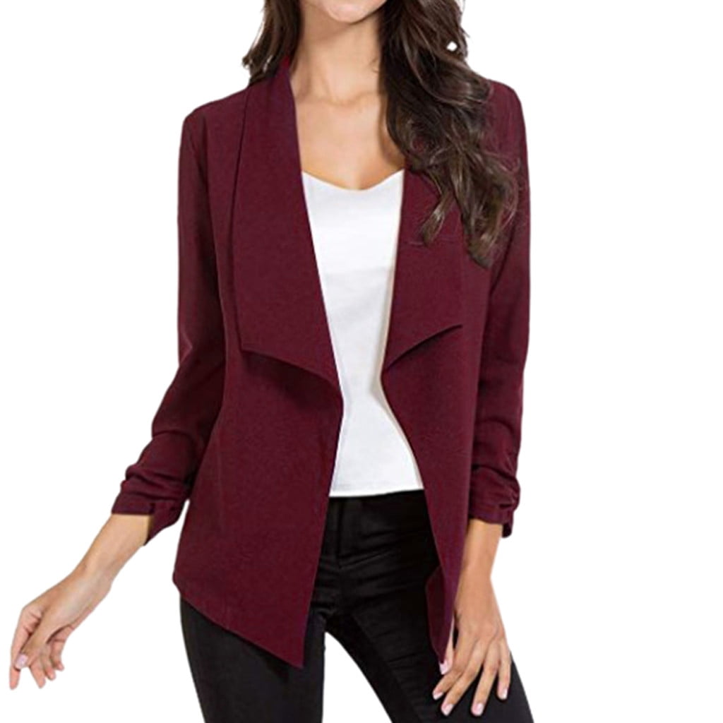 XZNGL Plus Size Tops for Women Women Plus Size Thin Office Lady Lapel Long  Sleeved Coat Suit Slim Cardigan Tops Plus Size Womens Tops Plus Size  Cardigans for Women Cardigan for Women