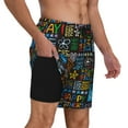 thumbnail image 2 of Sigee Happy Father Day Print Mens Swim Trunks with Compression Liner Quick Dry Swim Stretch Beach Shorts with Pockets,S-3XL, 2 of 7
