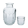 thumbnail image 3 of Jarra de Vidrio con Vaso, Diseño Rombo con Textura en Relieve, Mesa de Noche, Perfecto para Agua, Jugos o Infusiones, Capacidad 577 ml/ 207 ml, 3 of 12