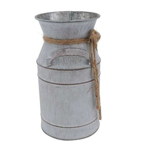WRITWAA Bucket Decor Rustic Metal Bucket Flower Arrangement Container Light Grey Iron 1Pack
