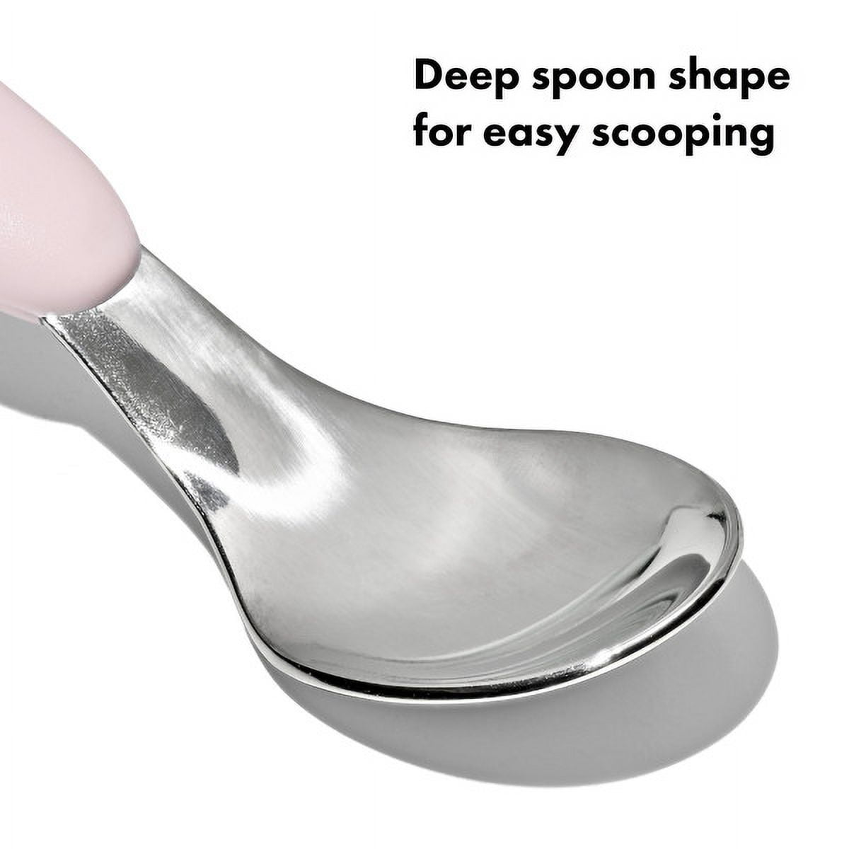 OXO Tot Toddler Stainless Steel Fork and Spoon 2 Piece Set for 12+ Months, Blossom