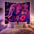 thumbnail image 2 of Floral Garden Ornately with Elephant Head Profile Facing, Mystical Fantasy for Space Lovers, Galaxy Room Decor, Mother'S Day Gift, Tapestry Wall Hanging for Bedroom and Dorm, 2 of 7