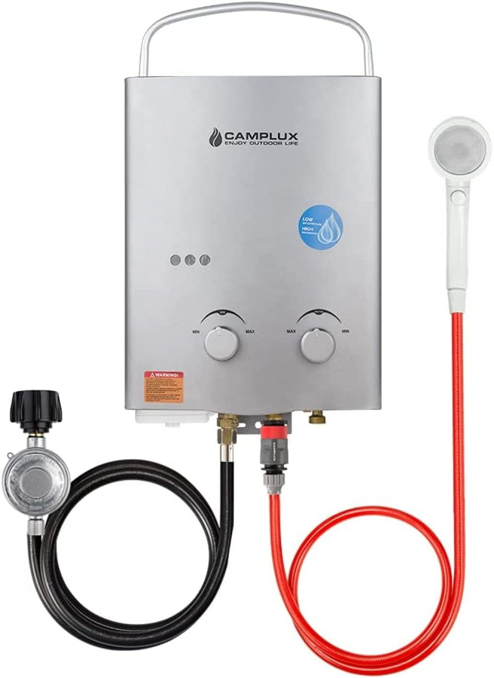 LAKeyen 5L 132 GPM Outdoor Portable Propane Tankless Water Heater White