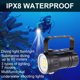 thumbnail image 2 of Linterna LED de 3,7 V y 28800 lúmenes para fotografía y buceo, 80 m, con soporte, 2 of 14
