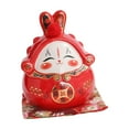 thumbnail image 4 of GROWTH TANK Statue de Lapin Chinois Rabbit Tirelire en Céramique Décoration Tirelire Collection Rouge, 4 of 9