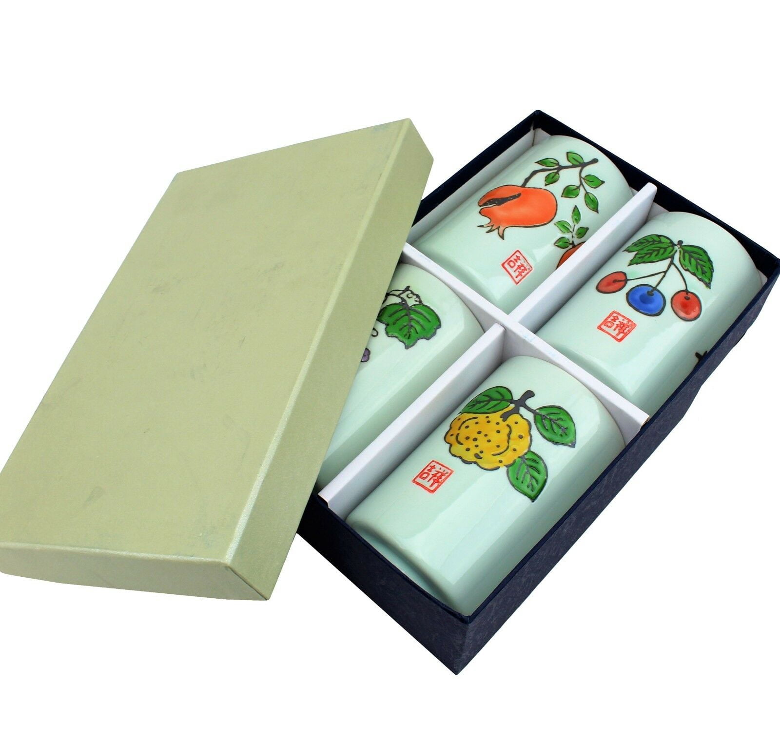 Set of 4 カップ Japanese Porcelain Ceramic Teacup Set Seasonal Fruit Design 8-Ounce F15637