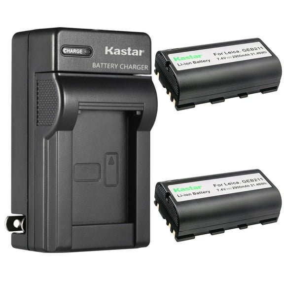 Kastar 2-Pack Battery and AC Wall Charger Replacement for Leica VIA, ATX900, ATX1200, ATX1230, CS10, CS15, GS20, GNSS receiver, GPS900, GPS1200, GRX1200, GX1200 Survey Equipment, Total Station model