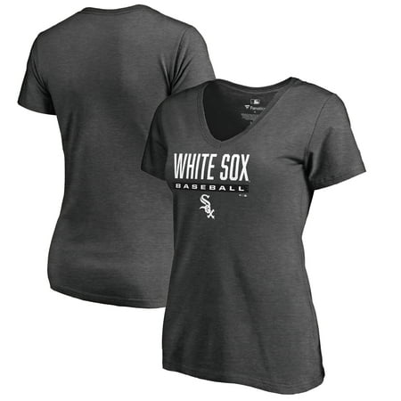Chicago White Sox Fanatics Branded Women's Win Stripe V-Neck T-Shirt - Ash