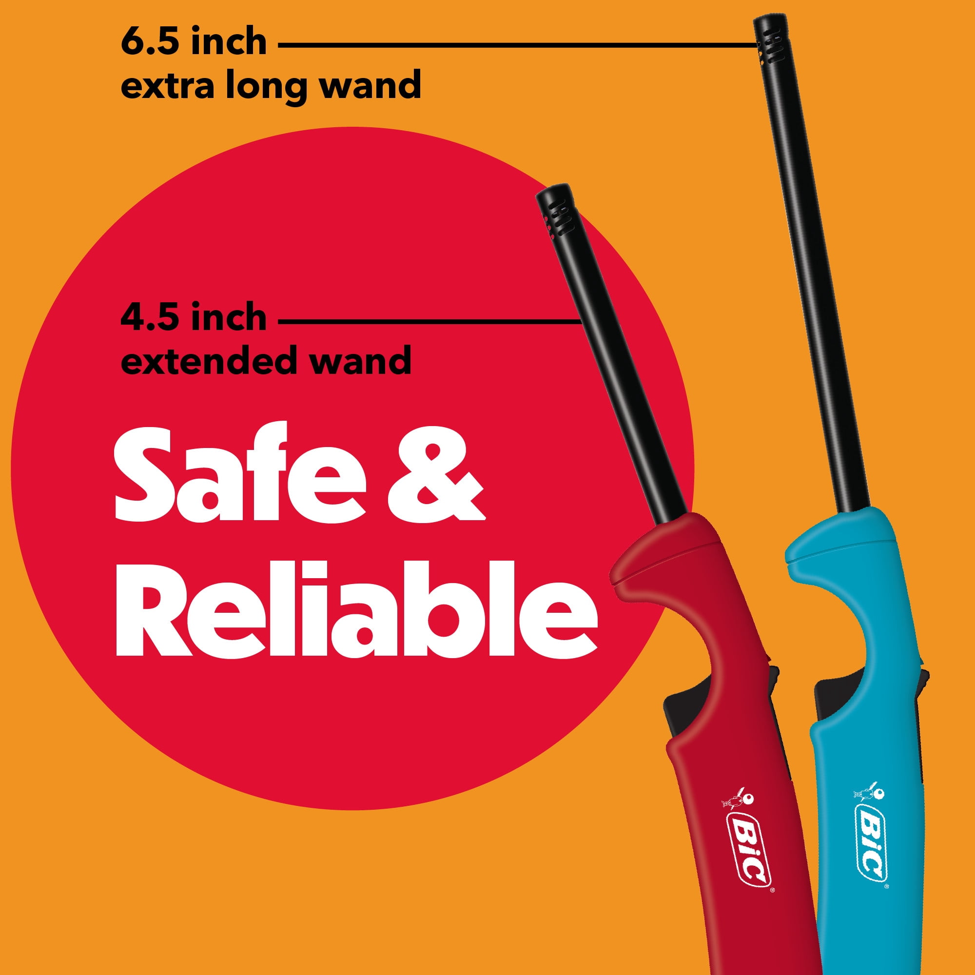 BIC Multi-Purpose Lighters, Classic and Flex Wand, Pack of 2, Colors May Vary