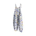 thumbnail image 2 of Women Linen Overalls Summer Casual Floral Printed Loose Fit Jumpsuits Boho Wide Leg Rompers Pants with Pockets Purple L, 2 of 6