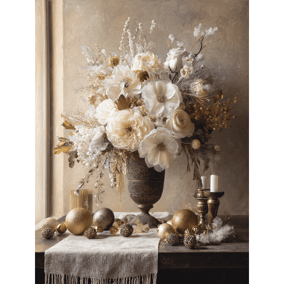 Creamy White Floral Arrangement Canvas Wall Art for Living Room Bedroom Dining Room Hallway Office Hotel Lobby