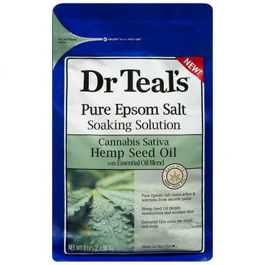 Dr. Teal's Pure Epsom Salt Soak, Cannabis Sativa Hemp Seed Oil 3.0 lb Pack of 2