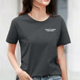 thumbnail image 2 of B91xZ Mignon Womens Tops Coupe Classique Manches Courtes Col Rond T-Shirt, Gris Foncé L, 2 of 5