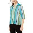 thumbnail image 1 of I.N.C Womens Vertical Button Down Blouse, Green, Small, 1 of 1