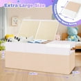 thumbnail image 2 of Extra Large Toy Storage Box with Lid, Collapsible Sturdy Toys Chest Storage Organizer Bin Basket with Divider for Kids, Boys, Girls, Closet, Playroom, Bedroom, Nursery, 40"X14"X16", Beige & White, 2 of 14