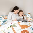 thumbnail image 4 of Manfei Child Boys Girls Kawaii Dino Bedding Comforter Set 7-Piece,Jungle Animal King Bedding Sets,Cartoon Dinosaur Ultra Soft Bed Sheets,Lightweight Room Decor,Reversible, 4 of 8