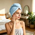 thumbnail image 4 of Extra Large Thickened Hair Drying Towel for Women, Soft Highly Absorbent Fast Dry Hair Wrap, Quick Dry Hair Turban for Long Curly Hair, Bathroom Home Travel Use, 4 of 6