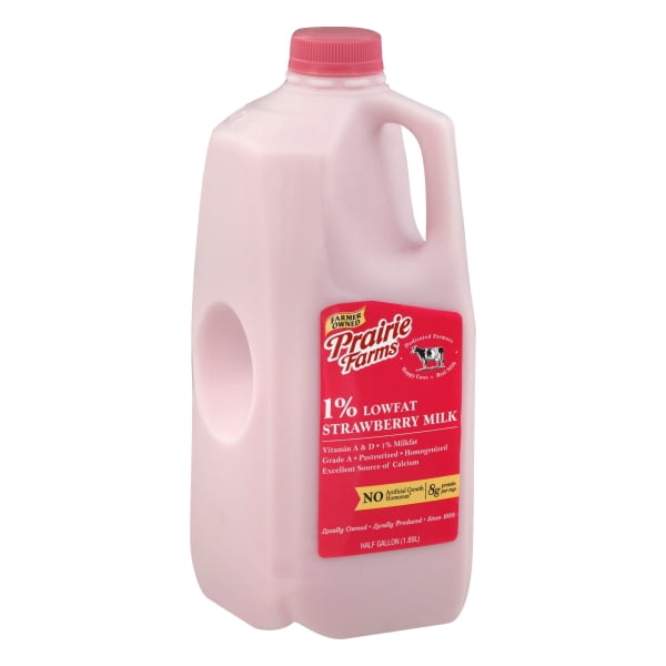 Prairie Farms 1 Lowfat Strawberry Milk, 1 Half Gallon
