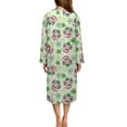 thumbnail image 2 of Yuyamidu Green Leaf Long Bathrobe for Women Axolotl Zipper Front Robe Sleepwear Trendy Crewneck Spa Robes Size XL St. Patrick's Day Mid-Length Housecoat Soft Long Sleeve Loungewear Dress, 2 of 7