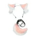 thumbnail image 2 of Diadema peluda con orejas de lobo y cola grande para disfraz, accesorios para fotos Rosa, 2 of 9