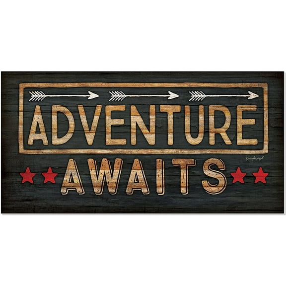 Adventure Awaits Rustic Pallet Style Wood Wall Sign 9x18