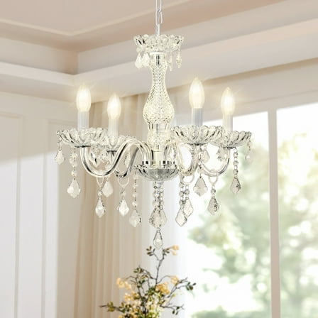 AOLALA Crystal Chandeliers Classic Crystal Candle Chandelier Lighting, Vintage 4 Lights Pendant Ceiling Fixture for Dining Room Bedroom Island Hallway Wedding