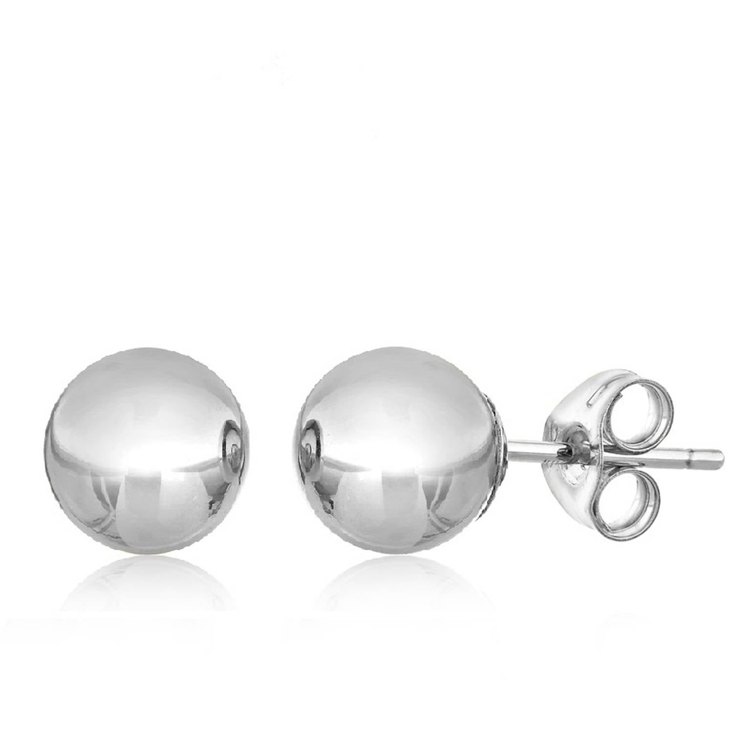 Sterling Silver 6mm Polished Plain Ball Stud Earrings – Walmart 