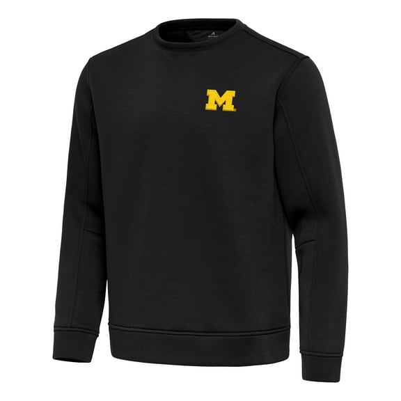 Men's Antigua Black Michigan Wolverines Relevant Lightweight Pullover Sweatshirt
