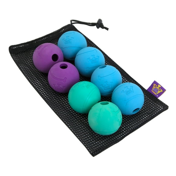 Chew King 2.5" Durable Rubber Fetch Balls Dog Toy, 8 Pack