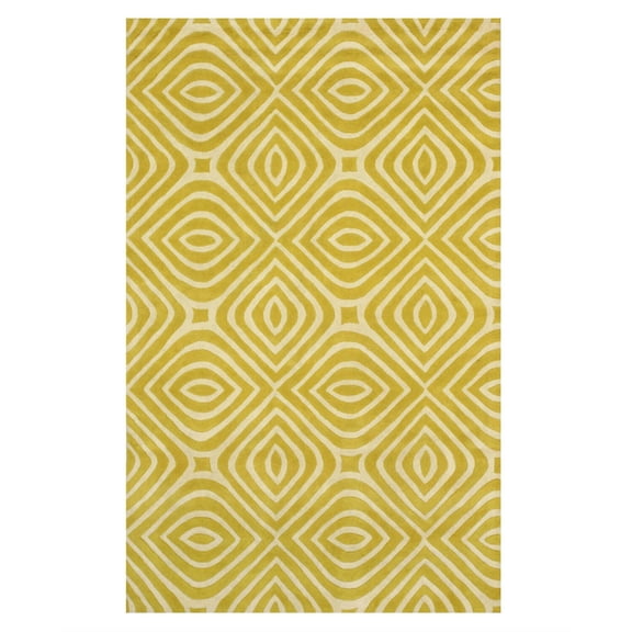 Hand Tufted Wool Rug 8x11 Rectangle - Modern Area Rug, Yellow Contemporary Design, Durable Floor Covering