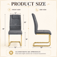 thumbnail image 4 of JUFU Set of 6 Gray Faux Leather Dining Chairs with Gold Legs, Modern High Back Armless Chairs for Kitchen or Dining Room, 4 of 7