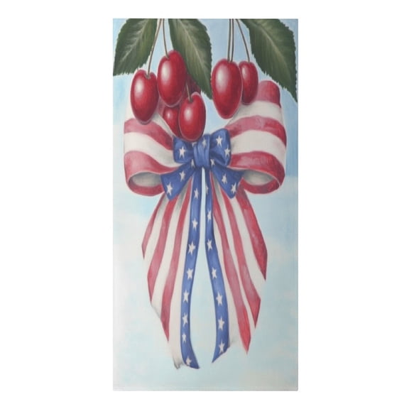 RKSupls Patriotic Ribbon Bow Cherries Microfiber Beach Towel Absorbent Compact Towels for Swimming Pool Beach Travel Things for Vacation Essentials Adult Gift,61.4×30.3Inch