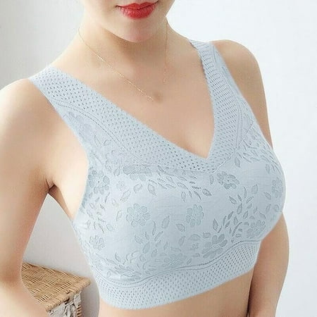 knqrhpse Push Up Bra Bras for Women No Underwire Beautiful Back Breathable Thin Seamless Lace Sports Bra For Women Wireless Bras Minimizer Bra Seamless Bras Full Coverage Bras Padded Bras Grey L