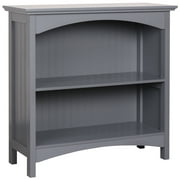 eHemco 2 Tier Storage Shelf Bookcase with 2 Arched Supports, 29 Inches Height, Gray