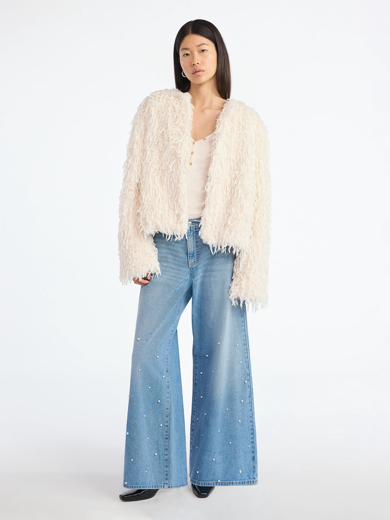 Scoop Women's and Women's Plus Whispy Faux Fur Jacket, Sizes XS-4X