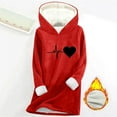 thumbnail image 2 of Horkkom Long Hoodies for Women Winter Pullover Soft Fleece Hoodie Heart Print Warm Sweatshirts XXXL, 2 of 7