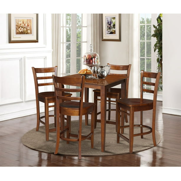 30 X 30 Counter Height Table With 4 Emily Counter Height Stools 5 Piece Set Walmart Com Walmart Com