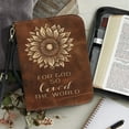 thumbnail image 3 of FOR U DESIGNS Sunflower Brown Pattern Bible Cover PU Leather Bible Carrying Case Lightweight Clean Church Bag Bible Protective Bible Carrier Tote Bag Christian Gifts, L, 3 of 7