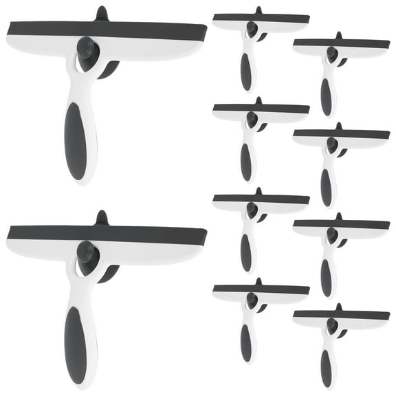 Grusce 10PCS Shower Squeegee for Bathroom Glass Doors and Mirror, 10'' Rubber Window Cleaner Tool, Sturdy Window Squeegee with Handle, Plastic Water Wiper for Car Windshield Cleaning