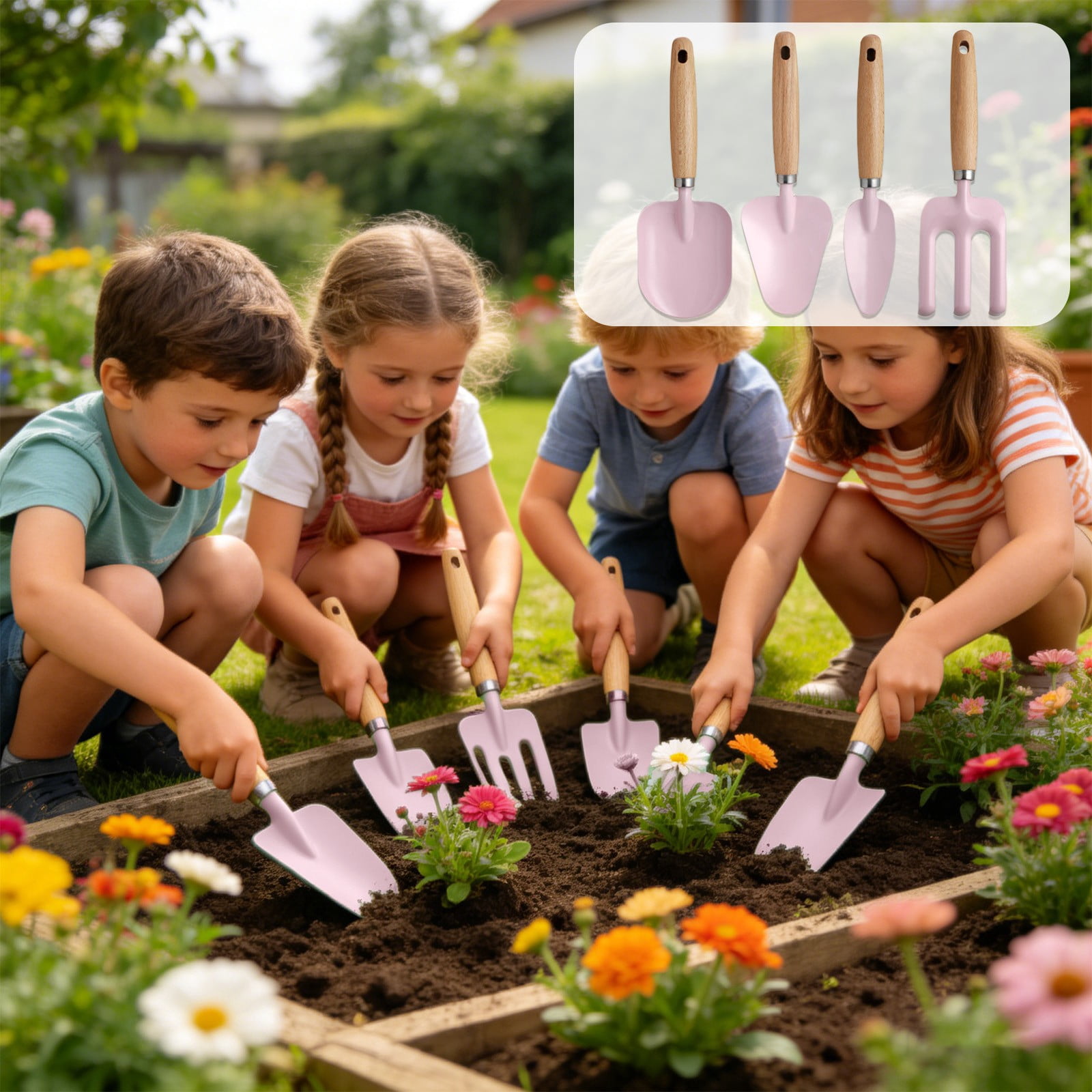 Kit Jardinage Enfant 10 Pièces – Métal, Bois, Gants, Tablier, Arrosoir – Pour Petits Jardiniers Dès 3 Ans