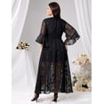 thumbnail image 2 of Vestido EYWOL, talla grande, negro, formal, cuello en V, manga larga, 2 of 5