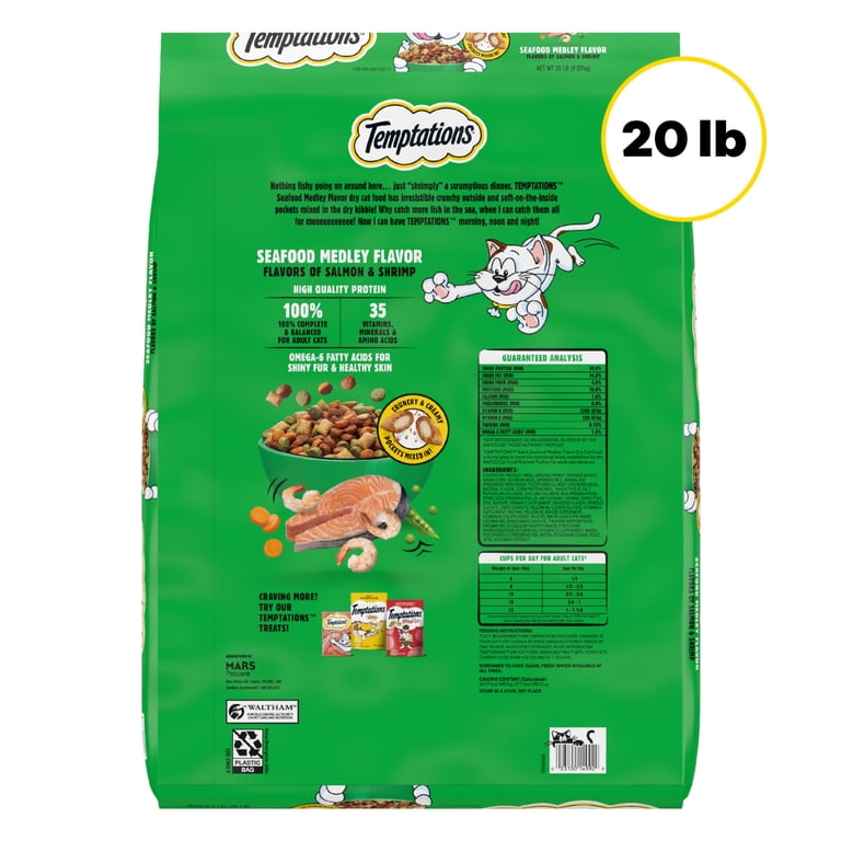 Temptations Adult Seafood Medley Flavor Dry Cat Food, 20 lb Bag