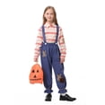 thumbnail image 2 of Halloween Family Matching Costume Sets, Pumpkin Head Mask with Striped Shirt and Suspender Pants, Parent-Kids Scarecrow Cosplay Outfit for Party, 2 of 7