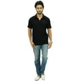 thumbnail image 2 of Atasi Men's Short Sleeve Black Cotton Kurta Collar Shirt Indian Casual Clothing-X-Large, 2 of 9