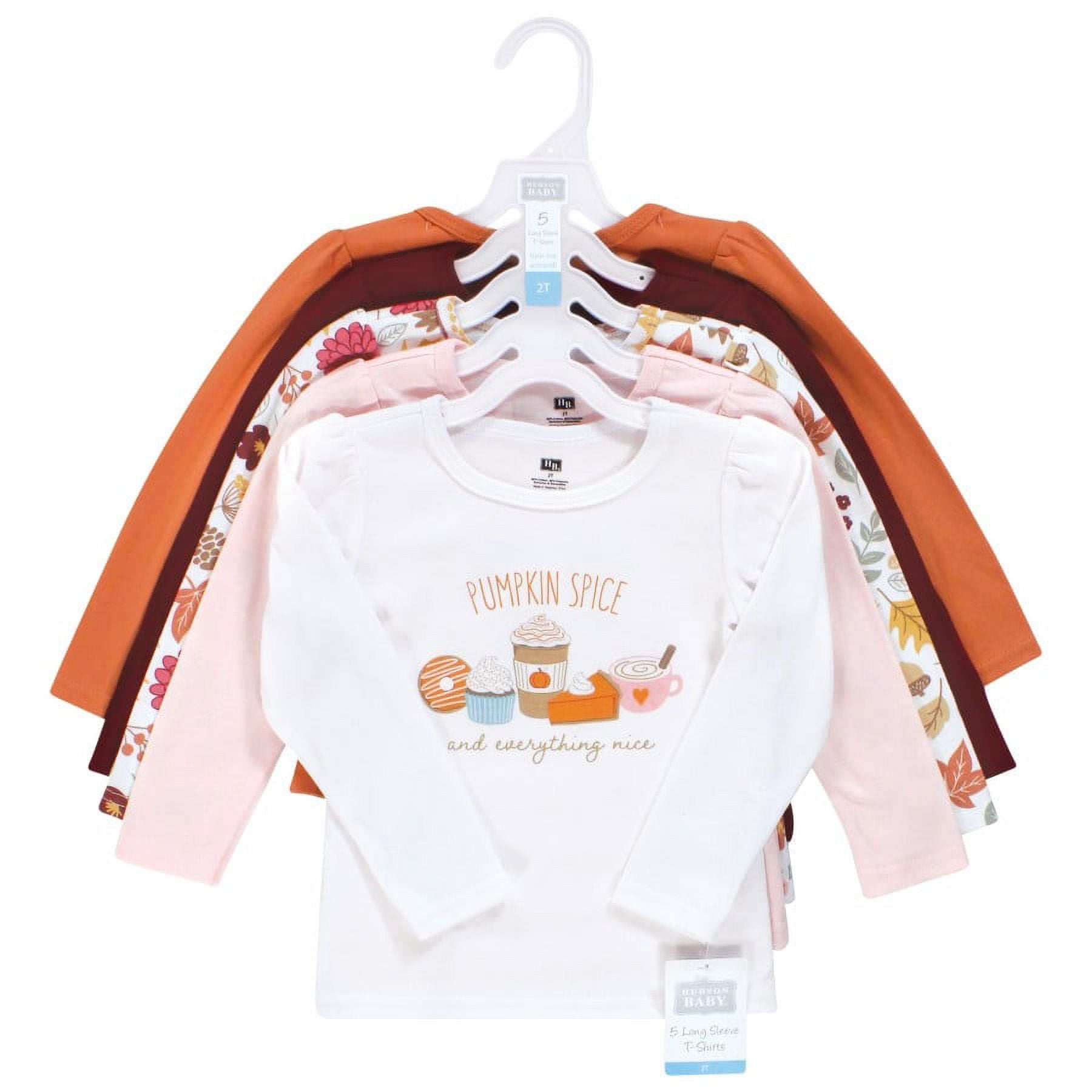 Hudson Baby Infant and Toddler Girl Long Sleeve T-Shirts, Fall Pumpkin Spice, 18-24 Months
